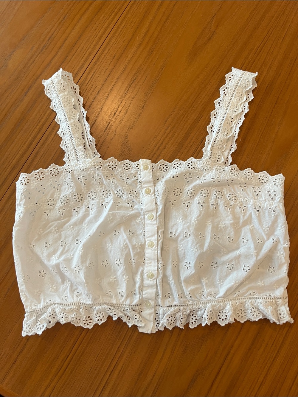 White Eyelet Lace Button-Front Camisole